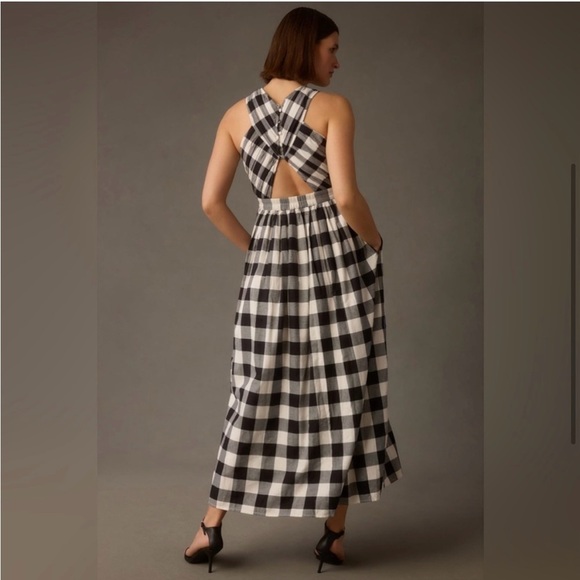 Anthropologie Dresses & Skirts - NWT Anthropologie Verb Embroidered Gingham Plaid Halter Maxi Dress SZ Large